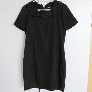 Tahari LBD Ruffled Neck S-Sleeve Sheath Dress